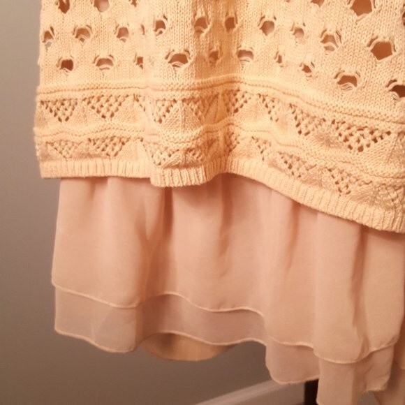 John Fashion Cream Sweater Tunic Sheer Layer Top - Picture 5 of 6